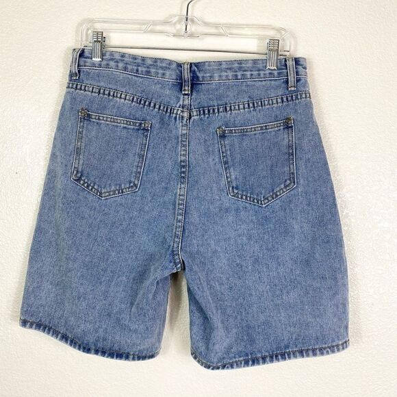 Shein Light Wash High Rise Denim Mom Jean Shorts - Picture 2 of 5